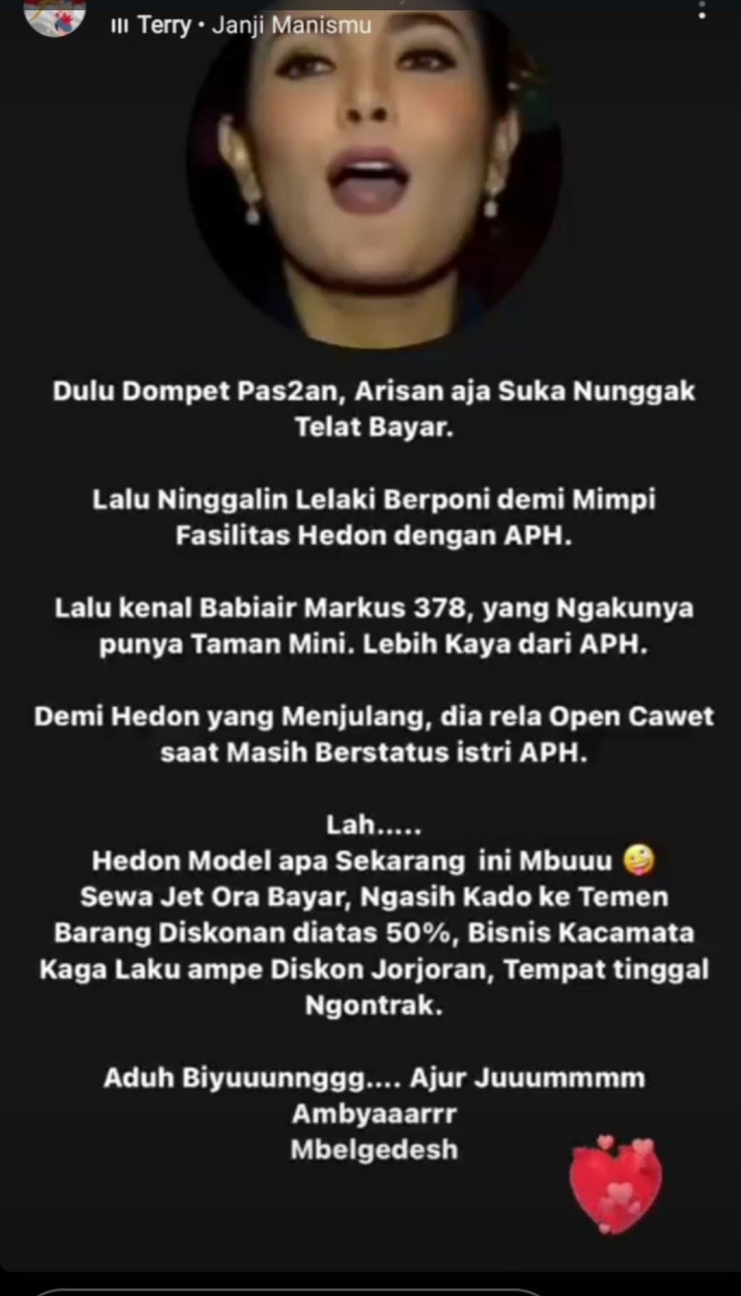 Tangkapan layar dari insta story instagram akun gosip
